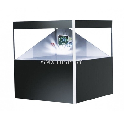 360 degrés Hologramme de la pyramide 3D vitrine / Hologramme 3D clair de la pyramide Holobox Vue de verre