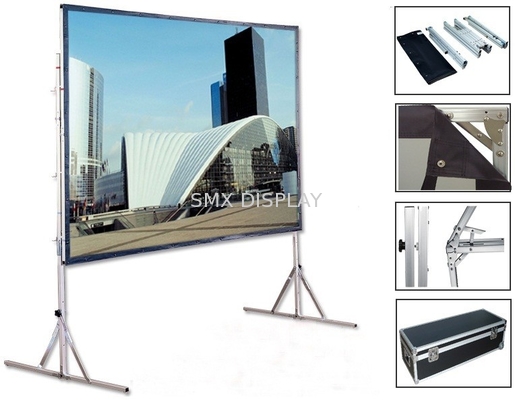 Écran de projection de projecteur portable pliable rapide de 120 pouces avec support métallique en tissu PVC 3D